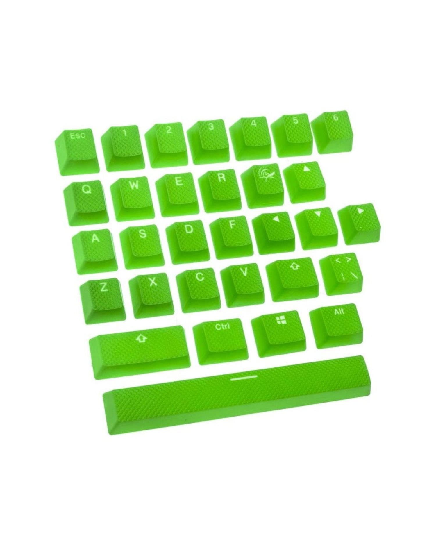 SET 31 TECLAS DUCKY VERDE GOMA RUGOSAS GAMER TRASLUCIDAS