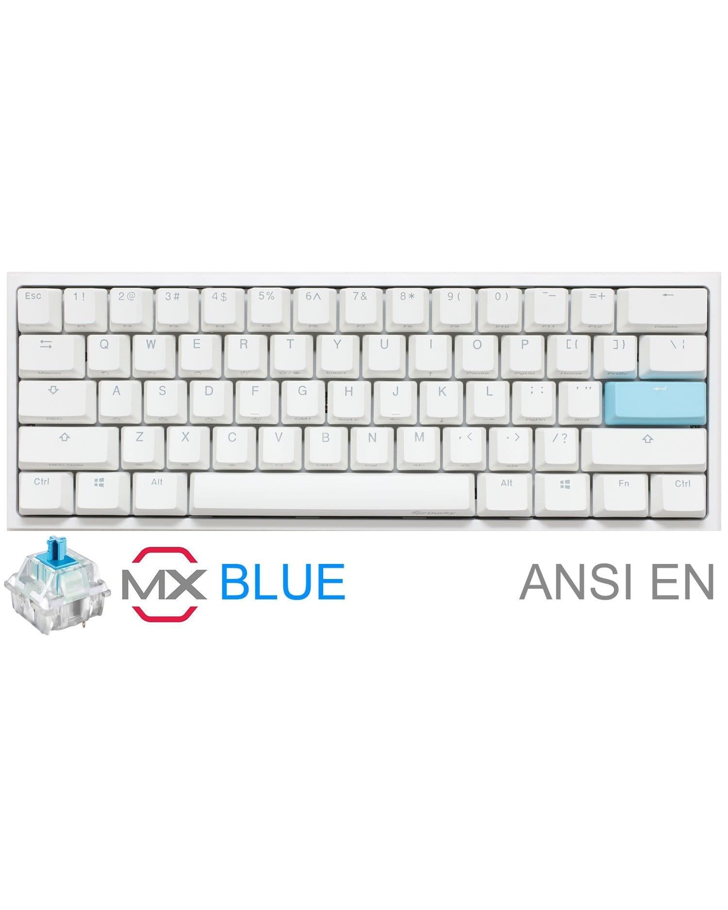 TECLADO GAMER DUCKY ONE 2 MINI PURE WHITE BLANCO RGB CHERRY BLUE RGB DOUBLE SHOT PBT MECANICO