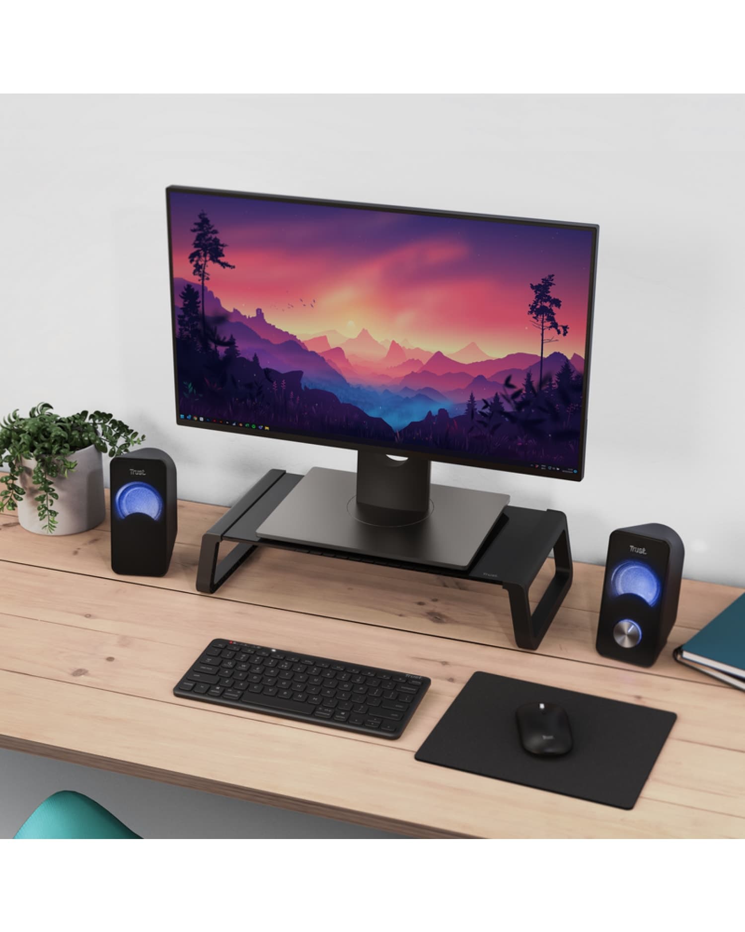 SOPORTE TRUST MONTA MONITOR VIDRIO STAND BLACK