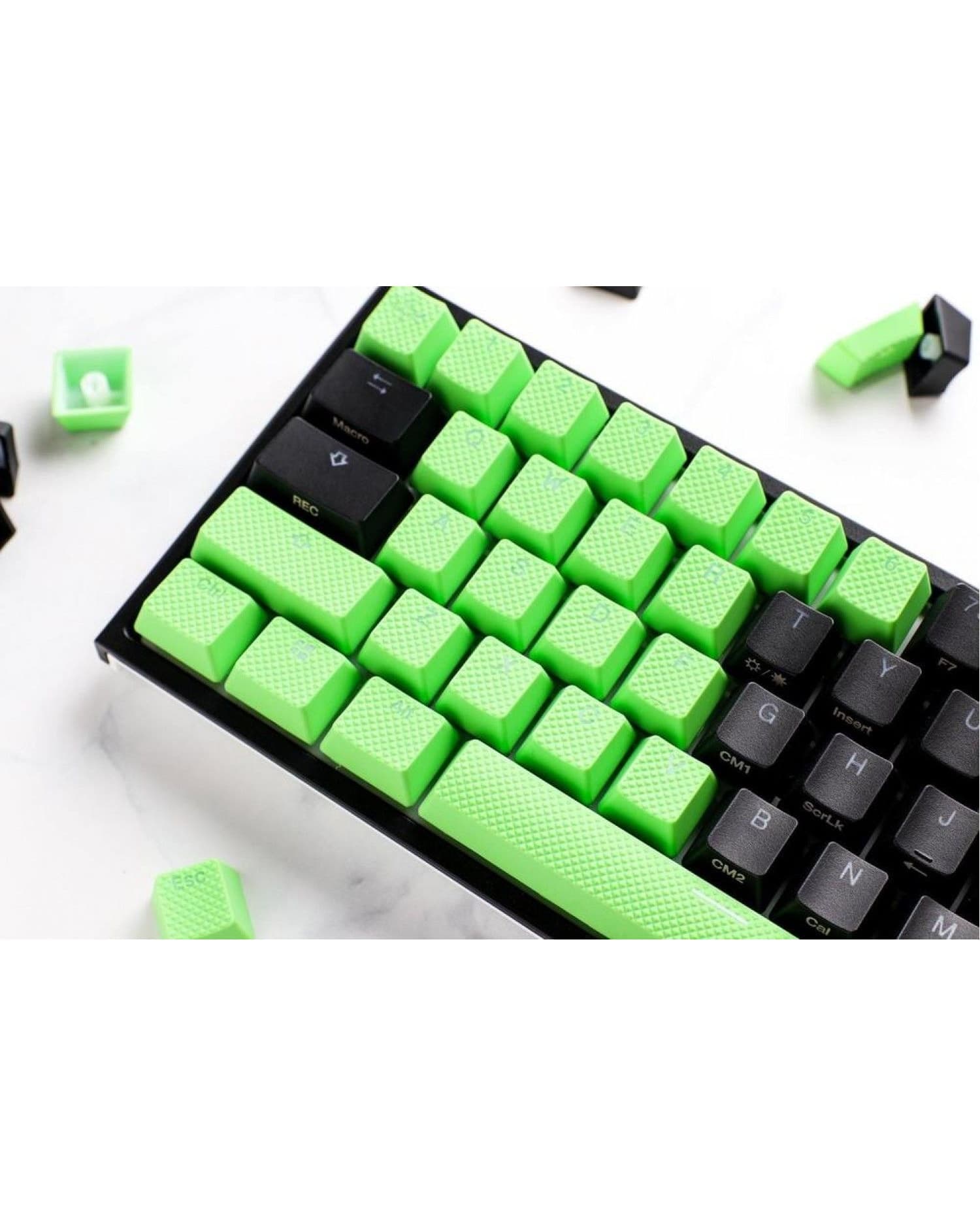 SET 31 TECLAS DUCKY VERDE GOMA RUGOSAS GAMER TRASLUCIDAS