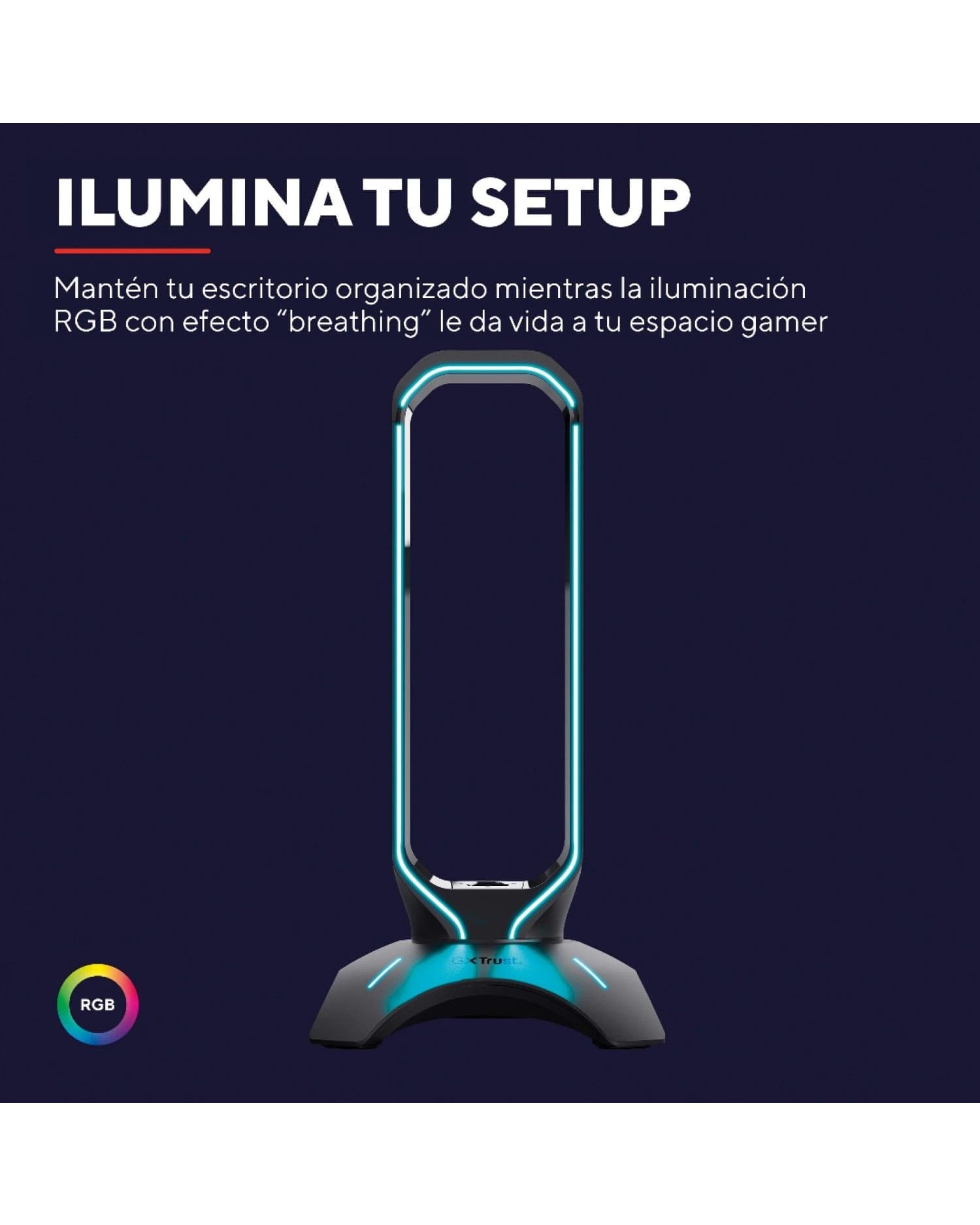 SOPORTE DE AURICULARES GAMING GXTRUST 265 CINTAR RGB CON PUERTOS USB