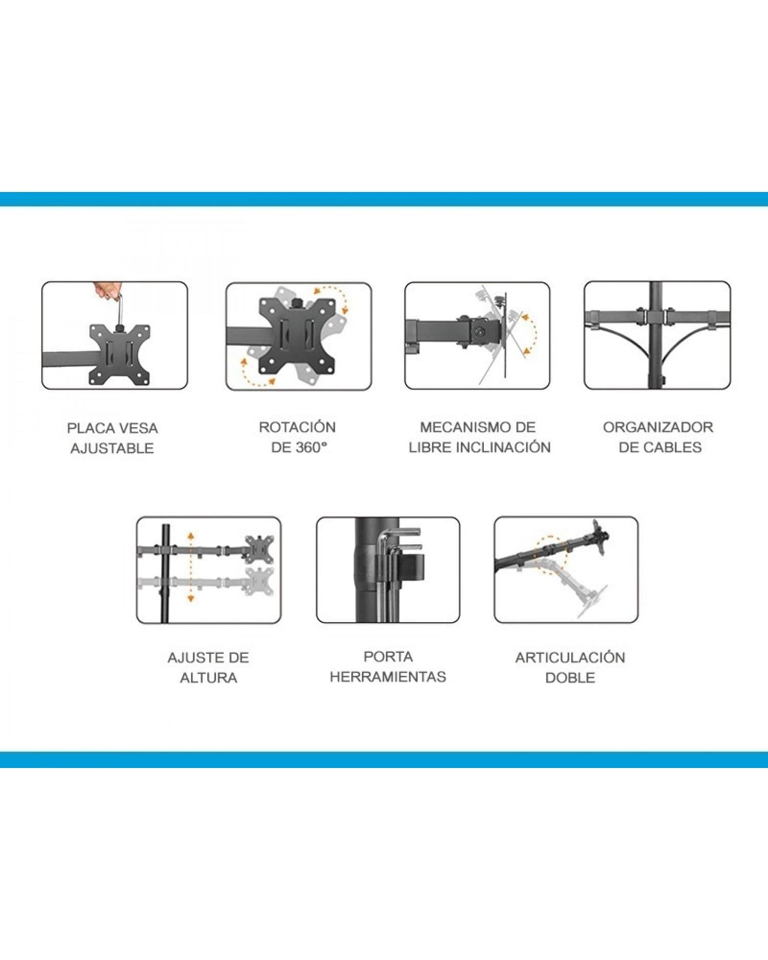 SOPORTE INTELAID DE ESCRITORIO TRIPLE 13/27 VESA 100X100 IT-DB3E