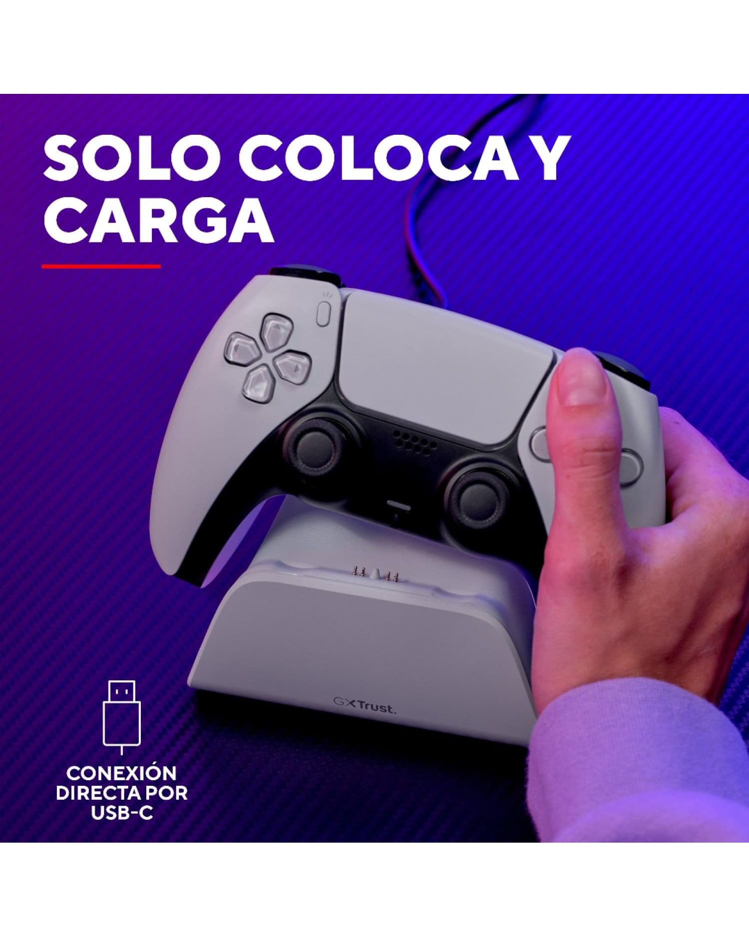 SOPORTE DE CARGA RÁPIDA GXTRUST 255 PARA CONTROL DUALSENSE PS5 BLANCO