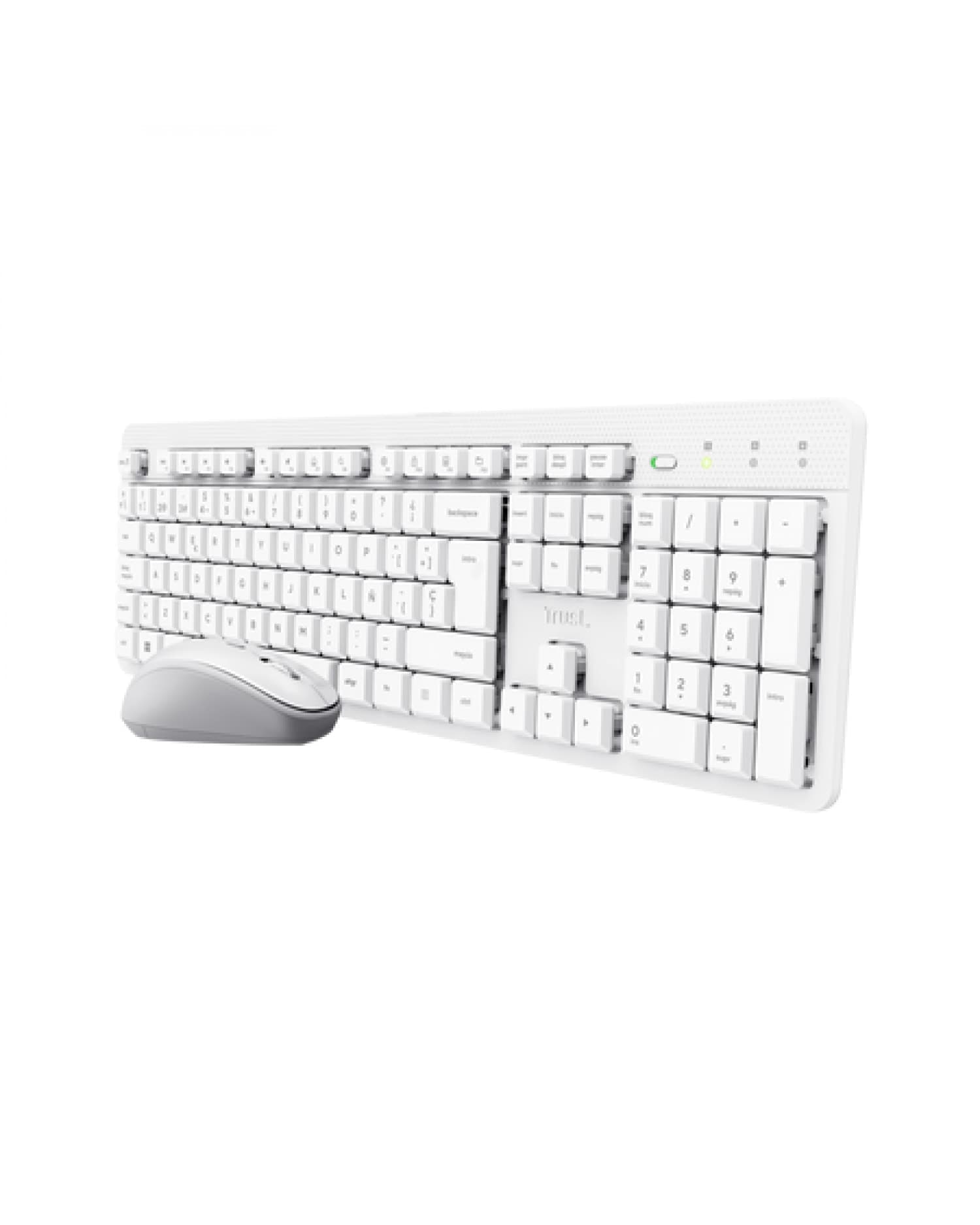 SET INALÁMBRICO TRUST ODY II TECLADO RESISTENTE + MOUSE SILENCIOSO BLANCO