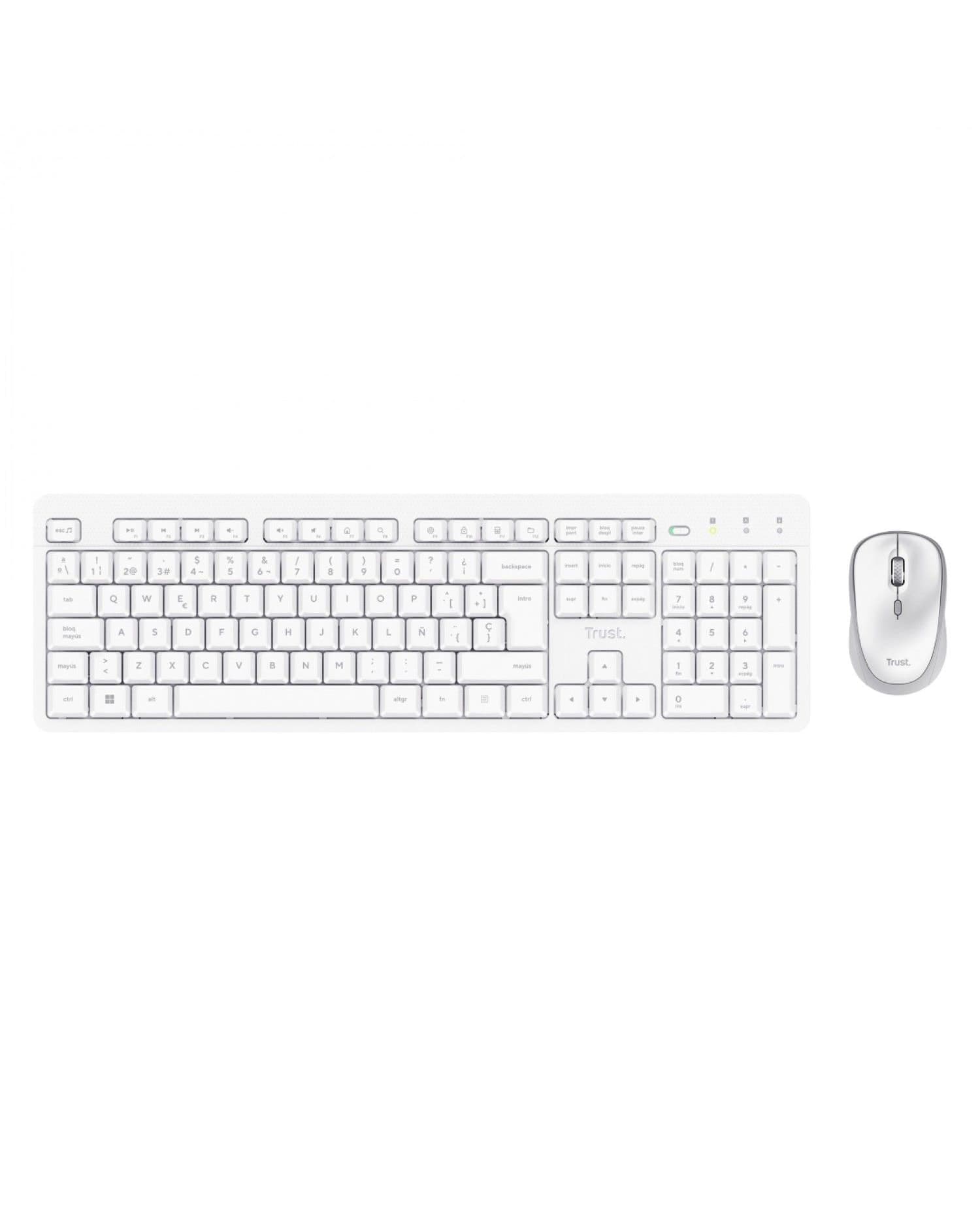 SET INALÁMBRICO TRUST ODY II TECLADO RESISTENTE + MOUSE SILENCIOSO BLANCO