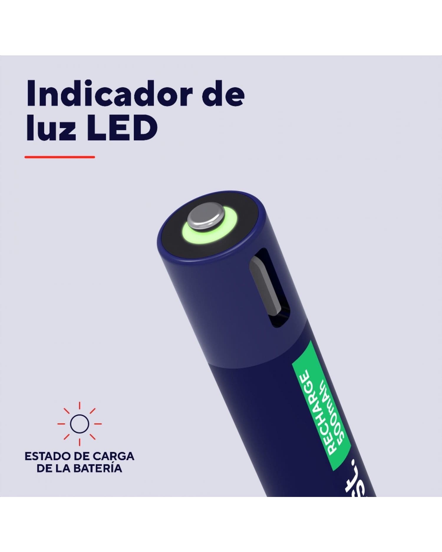 PILAS AAA RECARGABLES USB-C TRUST CON LUZ LED Y CABLE INCLUIDO (4-PACK)