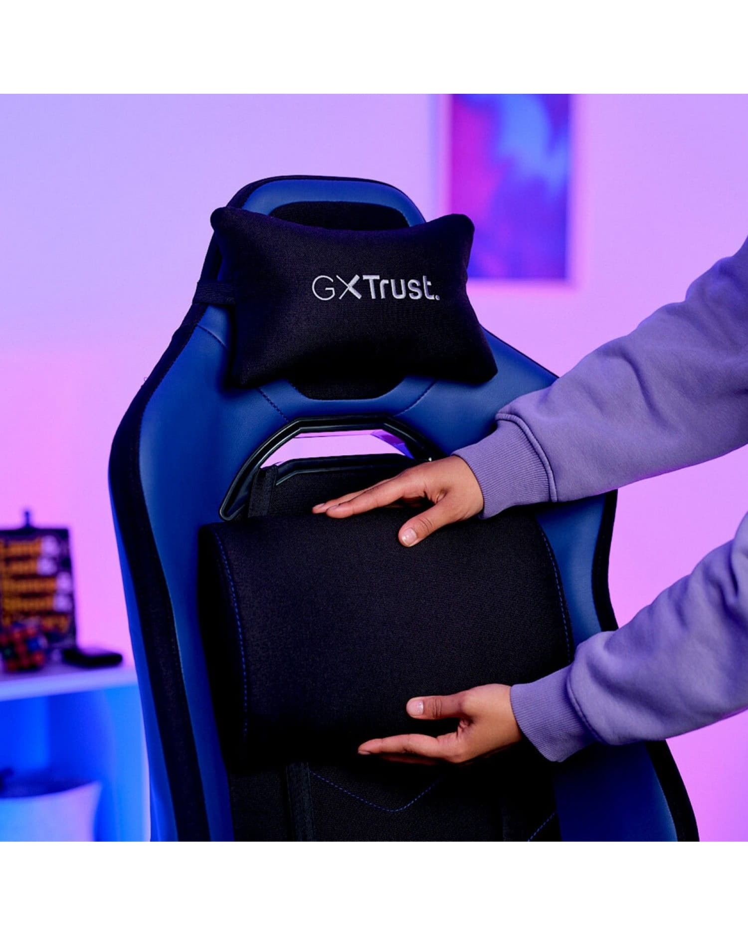 SILLA GAMER GXTRUST 714B RUYA ERGONÓMICA Y TRANSPIRABLE CON APOYO 3D AZUL