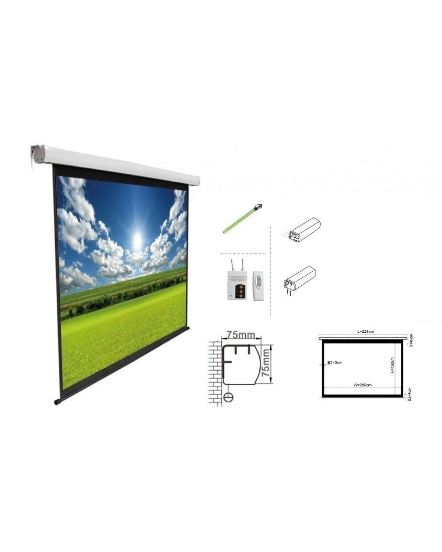PANTALLA INTELAID PROYECTOR ELECTRICA 3 X 2.20 IT-PSE150