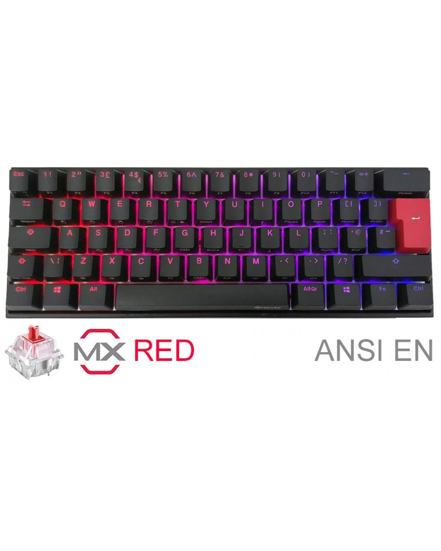 TECLADO GAMER DUCKY MECHA MINI RGB CHERRY RED RGB PBT DOUBLE-SHOT 60