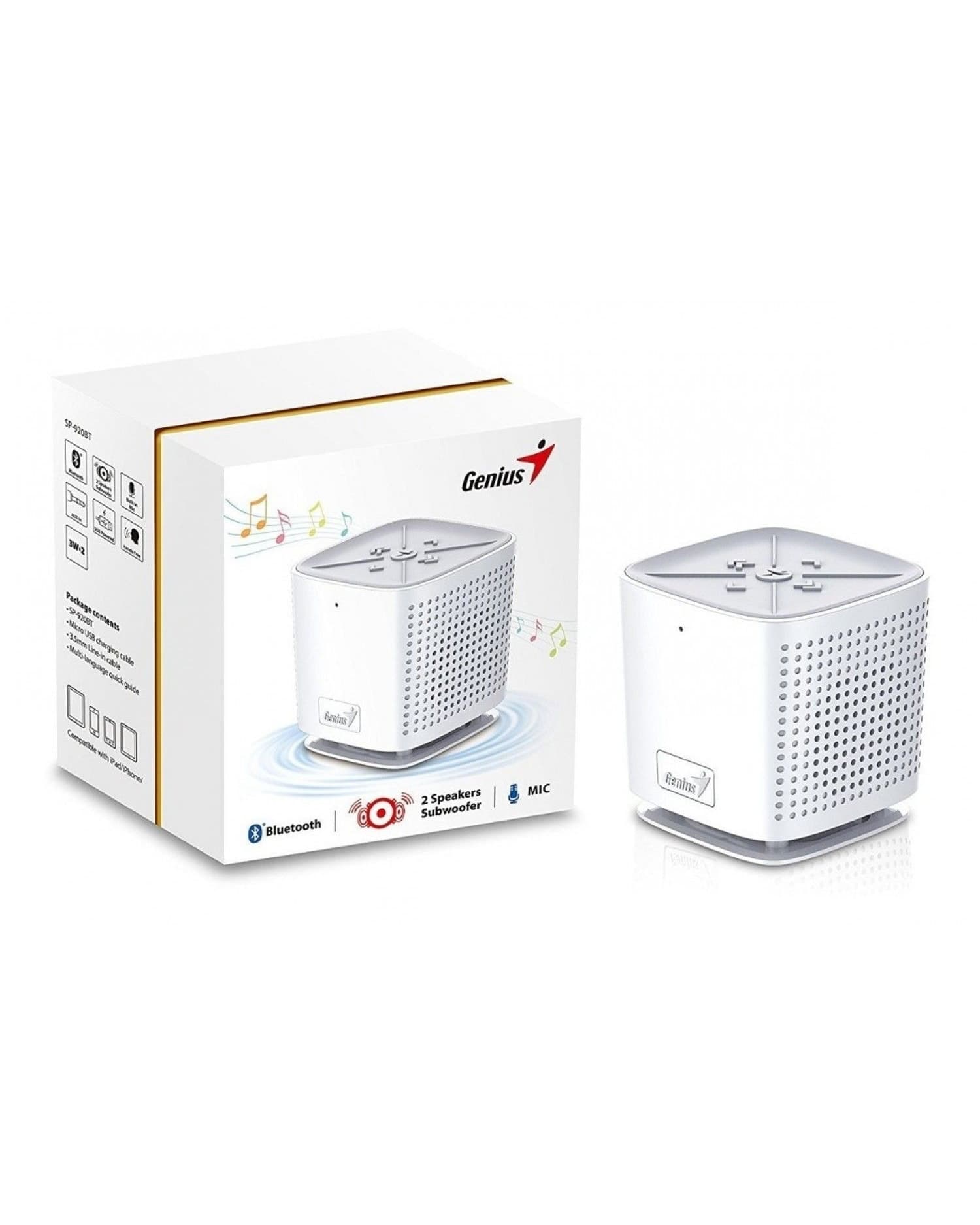 PARLANTE PORTATIL BLUETOOTH GENIUS SP-925BT WHITE