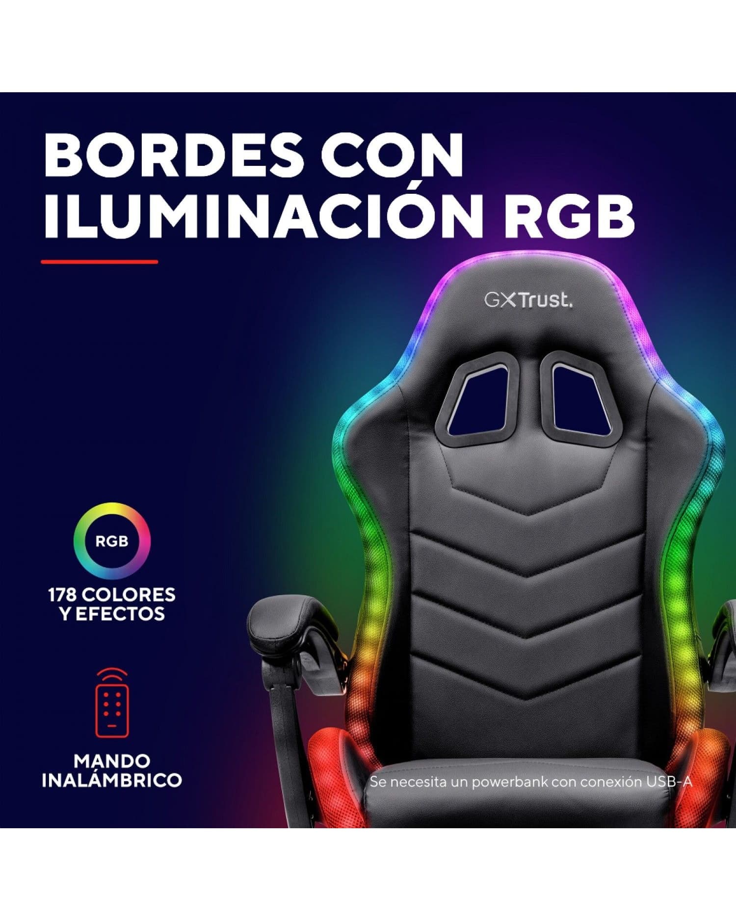 SILLA GAMER GXTRUST 704 RONIQ CON ILUMINACIÓN RGB AJUSTABLE NEGRO