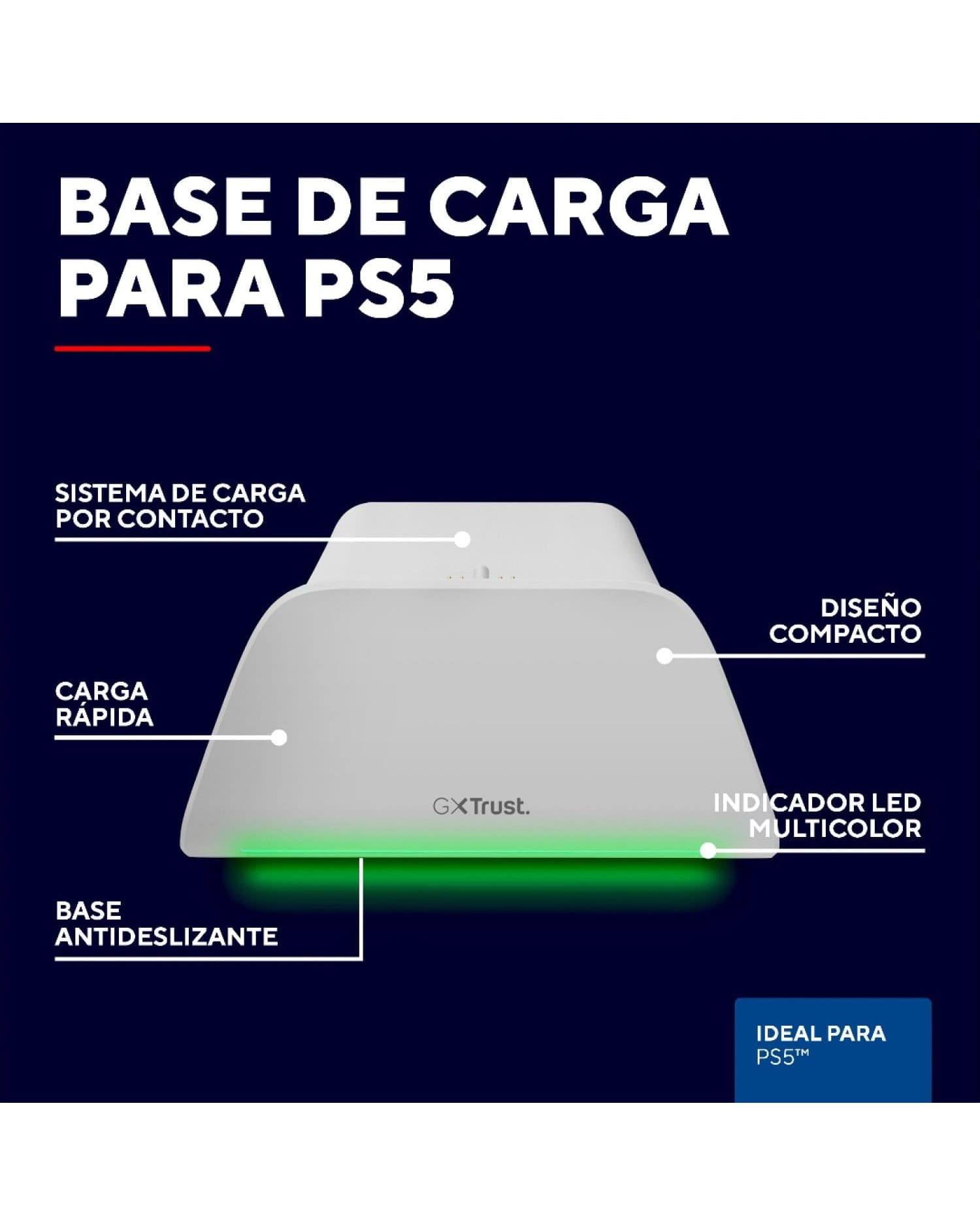 SOPORTE DE CARGA RÁPIDA GXTRUST 255 PARA CONTROL DUALSENSE PS5 BLANCO