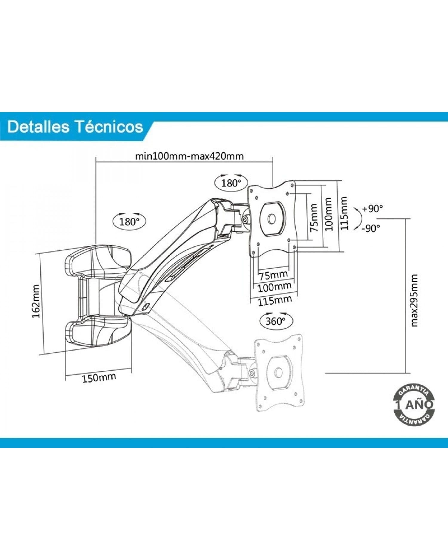 SOPORTE INTELAID DE ESCRITORIO 13/27 VESA 100X100 IT-DBWO