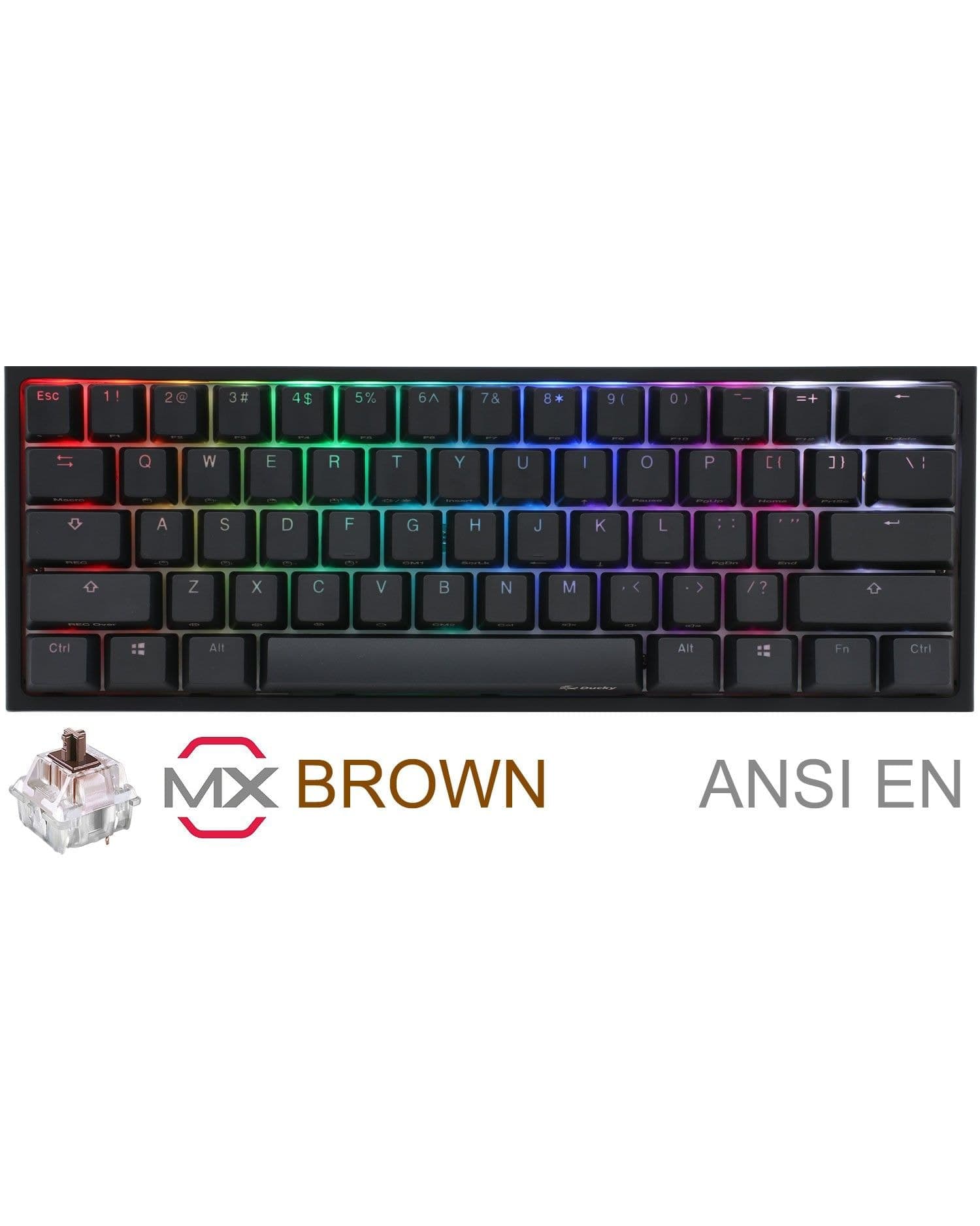 TECLADO GAMER DUCKY ONE 2 MINI RGB CHERRY MX BROWN DOUBLE SHOT PBT MECANICO