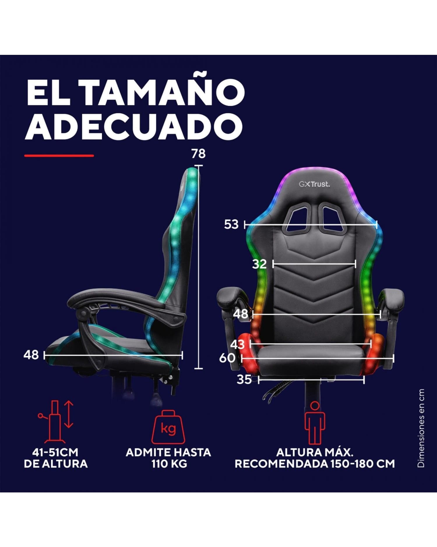 SILLA GAMER GXTRUST 704 RONIQ CON ILUMINACIÓN RGB AJUSTABLE NEGRO