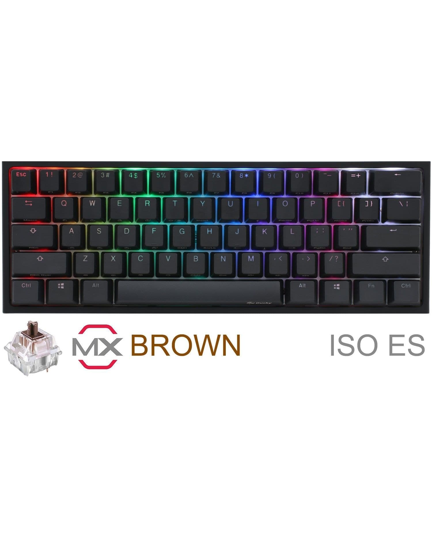 TECLADO GAMER DUCKY ONE 2 MINI RGB CHERRY MX BROWN DOUBLE-SHOT PBT MECANICO