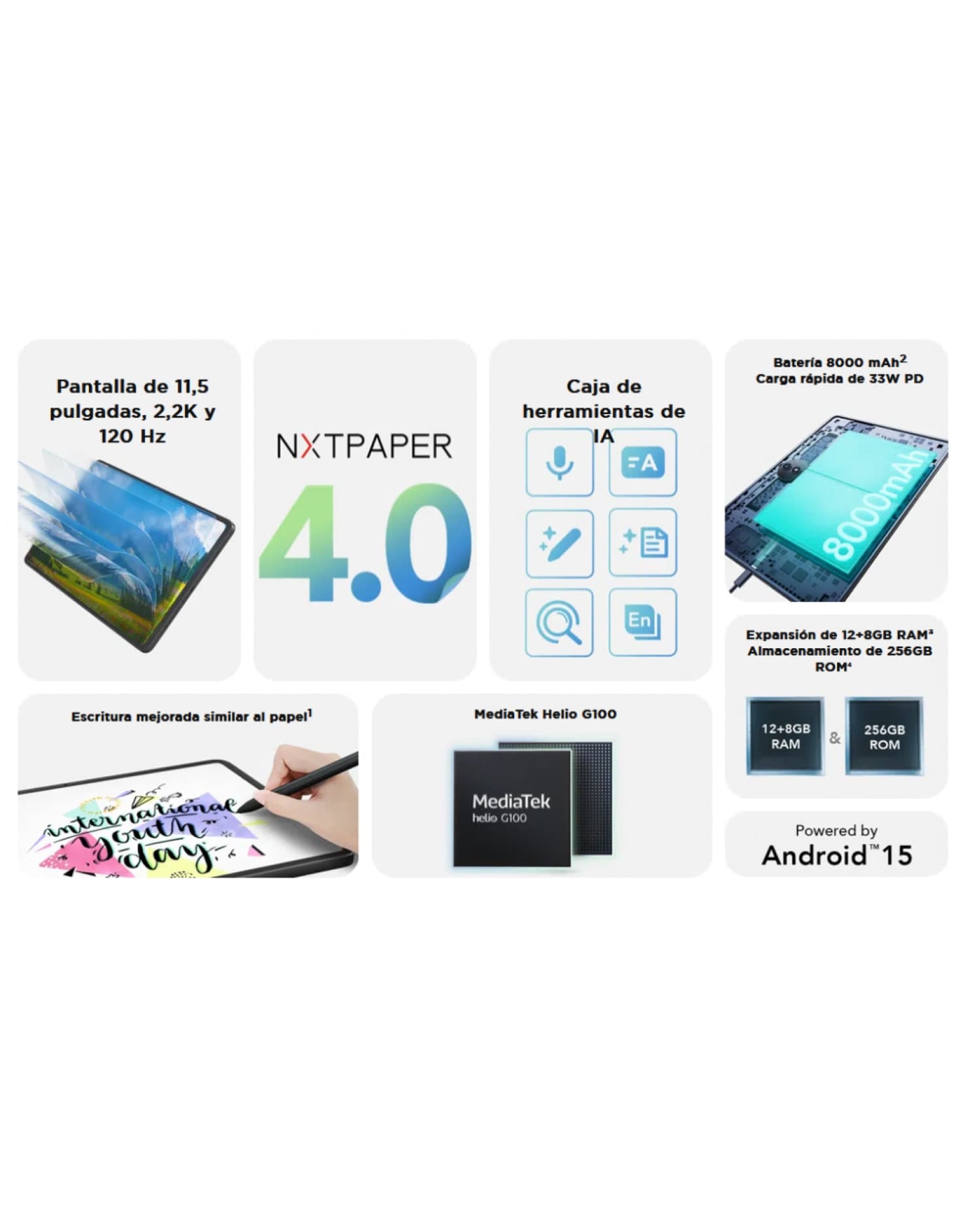 TABLET TCL NXTPAPER 11 PLUS BLACK + FLIPCASE + T PEN 120HZ 12+8GB/256GB